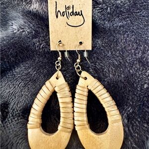 Holiday Wooden Teardrop Earrings
